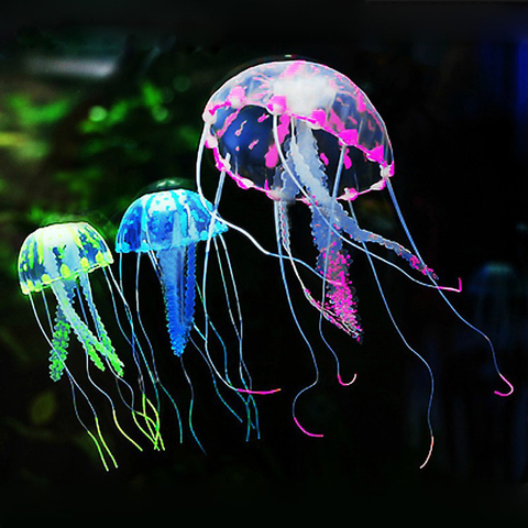 Artificial nadar brillante efecto Medusa acuario decoración para peces tanque de agua en la planta luminosa ornamento acuáticos paisaje ► Foto 1/6