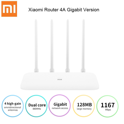 Nuevo Xiaomi Mi Router 4A versión Gigabit 2,4 GHz 5GHz WiFi 1167Mbps WiFi repetidor 128MB DDR3 alta ganancia 4 antenas extensor de red ► Foto 1/6