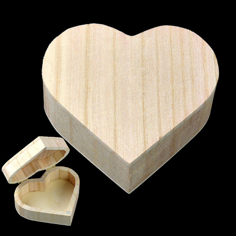 Caja de almacenamiento de madera en forma de corazón, joyero, regalo de boda, maquillaje, pendientes cosméticos, anillo, escritorio, organizador de madera ► Foto 1/5