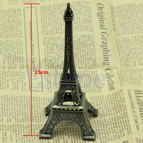 Figura retro de la Torre Eiffel de París, estatua de tono bronce, decoración de modelos de aleación de 15cm ► Foto 1/1