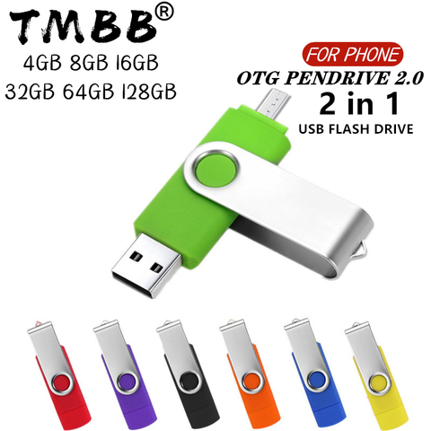 360 ° de rotación OTG USB Flash drive cle 64G USB 2,0 teléfono inteligente pen drive 4g 8g 16g 32g 128g micro Almacenamiento de memoria usb dispositivos de disco U ► Foto 1/6