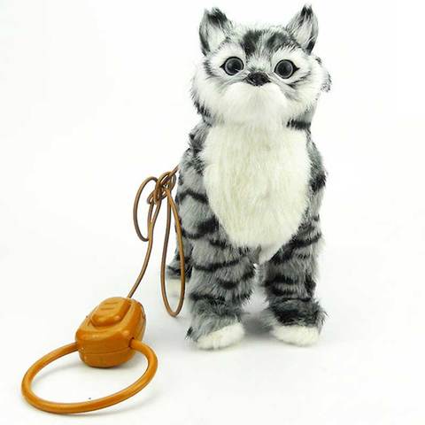 Gato Robot de peluche electrónico, gatito que canta canciones, camina, Correa eléctrica para gatito, Control, Gato de música, envío de mascotas desde Rusia ► Foto 1/3