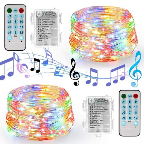 Cadena de luces LED con sonido activado por USB 5M 10M, guirnalda con alambre plateado, decoración para fiesta de boda, navidad ► Foto 1/6