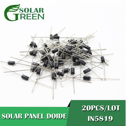 Diodos de barrera para panel Solar, diodos de diodo 1A 40V, 20 piezas x 1N5819, para células solares pv, 45mm x 0,6mm ► Foto 1/1