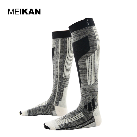 MKSK2017001-Calcetines de esquí de lana Merino mercerizada para hombre y mujer, para exteriores, gruesos, de rizo, cálidos, calcetines largos ► Foto 1/6