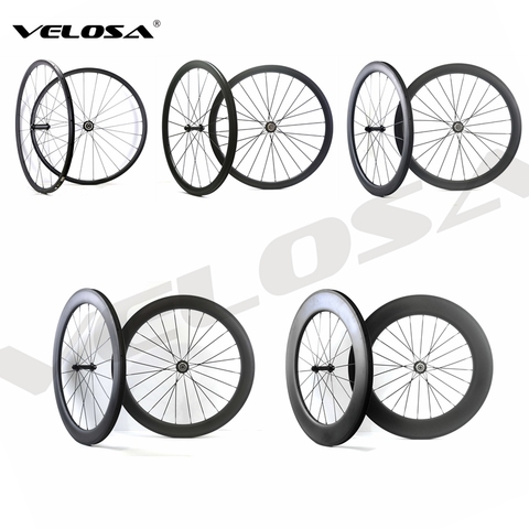 700C ruedas de carbono de bicicleta de carretera 24mm 38mm 50mm 60mm 88mm Tubular Clincher Super ligero juego de ruedas de carbono envío gratis ► Foto 1/6