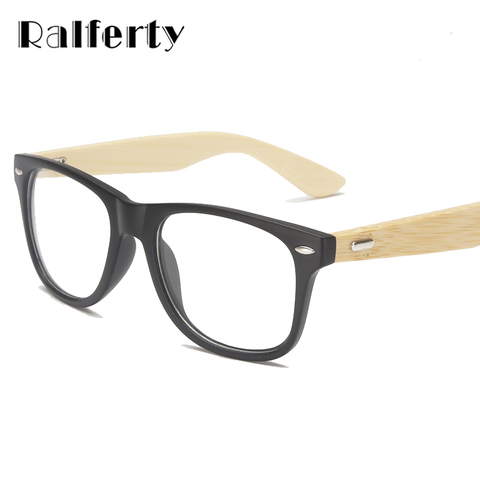 Ralferty-gafas con remaches Retro Para hombre y mujer, montura de madera de bambú para miopía, gafas graduadas ópticas con lentes transparentes ► Foto 1/6
