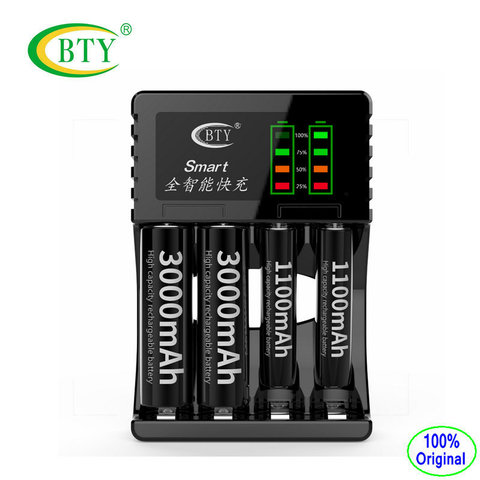 BTY-C704A3 cargador de batería Universel 4 ranuras inteligente rápido cargador USB Led para AA AAA ni-mh ni-cd batería recargable ► Foto 1/1