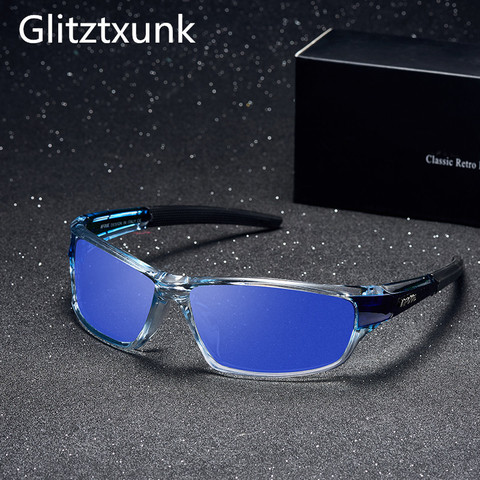 Glitztxunk-gafas de sol polarizadas para hombre y mujer, lentes de sol deportivas para conducir, cuadradas, con espejo de Color, de diseñador de marca de lujo ► Foto 1/6