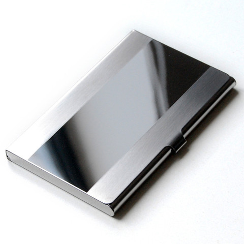 Caja de Metal de aluminio plateado de acero inoxidable, resistente al agua, nombre de identificación comercial, funda para tarjetas de crédito ► Foto 1/6