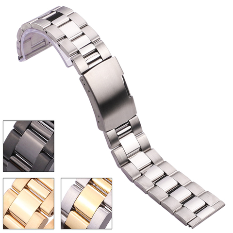 Pulsera de reloj de acero inoxidable, accesorios de reloj de pulsera, oro, plata, negro, 18mm, 20mm, 22mm, 24mm ► Foto 1/1