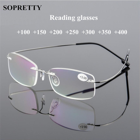 Gafas de lectura sin tornillo de aleación de titanio Unisex, mujeres alta definición Anti fatiga ultraligero presbicia Eyewear A862 ► Foto 1/6