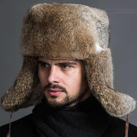 Naiveroo-gorros gruesos para nieve para hombre, gorros para nieve con orejeras cálidas, color negro y marrón, sombreros de bombardero de piel ► Foto 1/6