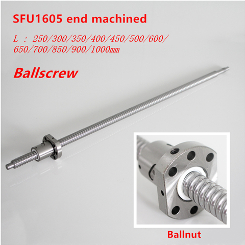 Ballscrew SFU1605 250mm 300 350 400 450 500 600 650 700 900 1000 1200 1500 2000mm w Ballnut Ball Screw RM 1605 End Machined CNC ► Foto 1/6