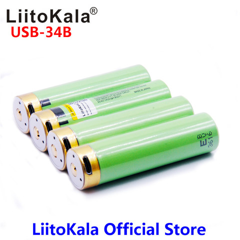 LiitoKala-batería recargable de iones de litio con luz indicadora de LED, 4 uds., USB 2022, 18650 mAh, 3400 V, carga cc, 3,7 ► Foto 1/1