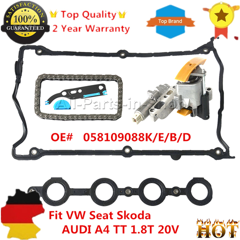 Cadena de distribución de eje de leva AP01, kit de juntas solenoide para VW, Skoda, Audi A4, A6 TT, 1,8 T, 20V, S3, 058109088K, 05810908e058109088d ► Foto 1/5