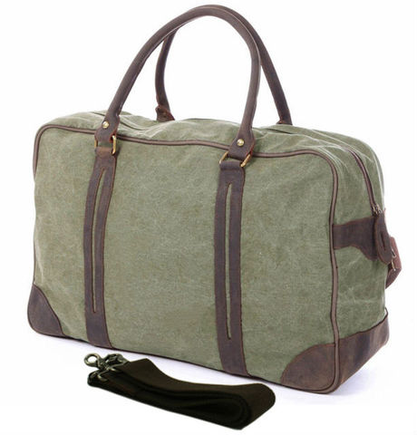 Bolso de viaje de cuero estilo Vintage para hombre, bolsa de viaje de lona, estilo militar, grande, para fin de semana ► Foto 1/1