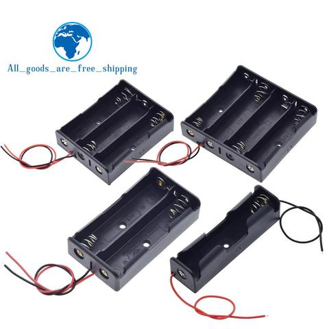 Caja de almacenamiento de batería de plástico negro, 1x2x3x4x18650, caja de 1, 2, 3 y 4 ranuras, contenedor de soporte de Clip con cable, alfiler de plomo ► Foto 1/5
