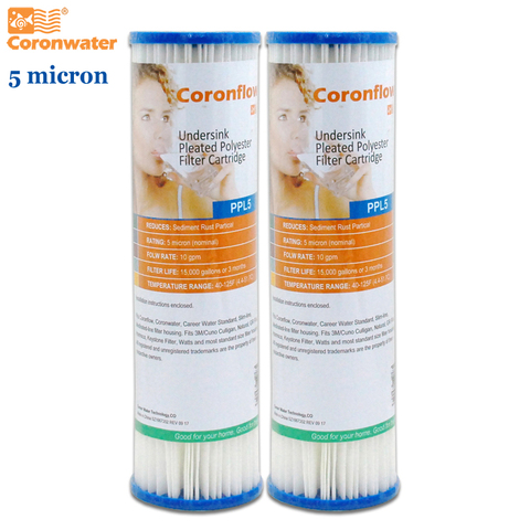 Coronwater-cartucho de filtro de agua de poliéster plisado, 2,5 