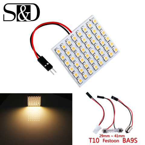 Panel led blanco cálido de 48 SMD para coche T10 BA9S, festón de luz Interior de cúpula, luces para lámparas led w5w c5w t4w, lámpara de coche de 12V ► Foto 1/6