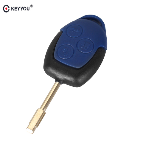 KEYYOU-conjunto para conectar carcasa de llave remota, 3 botones, reemplazo de carcasa azul para Ford ► Foto 1/5