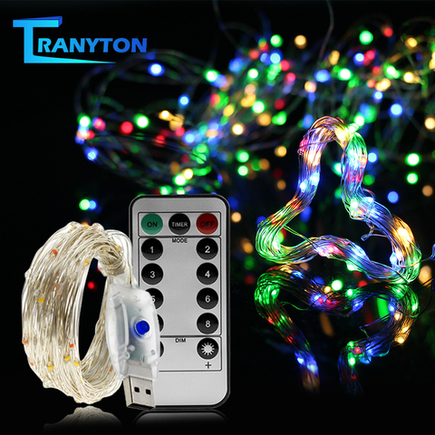 Cadena de luces LED USB colorido Año Nuevo guirnalda alambre de cobre cadena de luces de hadas para decoración de Navidad de boda al aire libre interior ► Foto 1/6