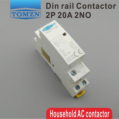 CT1 2P 20A 220V/230V 50/60HZ, carril Din hogar ac contactor Modular 2NO ► Foto 1/6