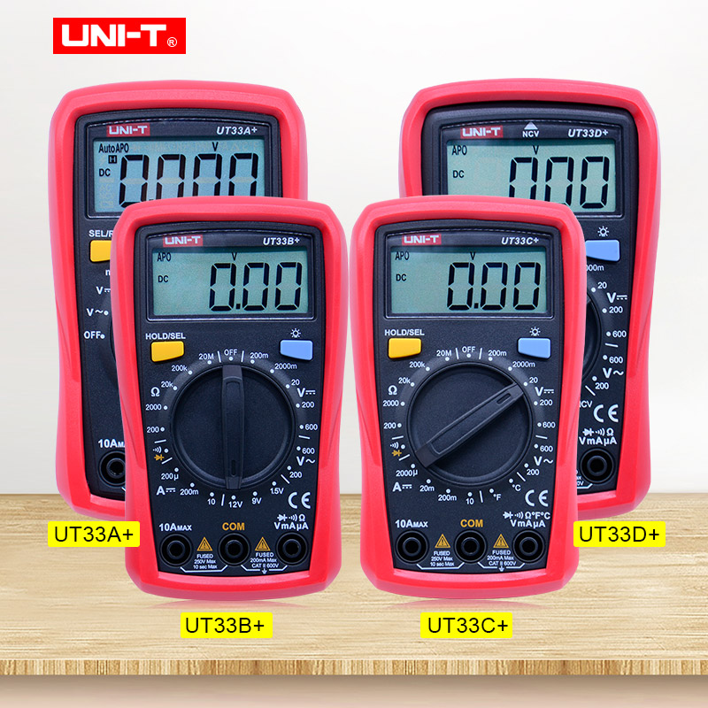 Multímetro Digital UNI-T UT33B+ - Prueba Baterías, 600V, Resistente A Caídas, Tamaño Compacto