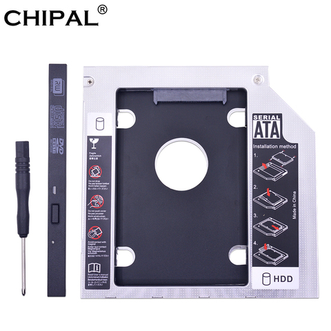 CHIPA de aluminio Universal 2nd HDD Caddy 9,5mm SATA 3,0 LED doble para 2,5 