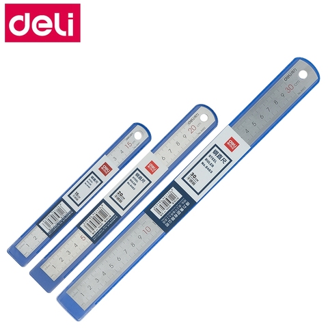 Deli-regla recta de acero inoxidable para escritorio de oficina, regla de 15cm, 20cm, 30cm, 50cm, 8461/8462/8463/8464, 1 Uds. ► Foto 1/6