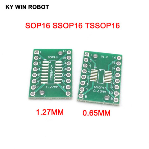10 Uds. De pines SOP16 TSSOP16 a DIP16, convertidor de placa PCB, SMD a adaptador DIP, 0,65mm/1,27mm a 2,54mm ► Foto 1/6