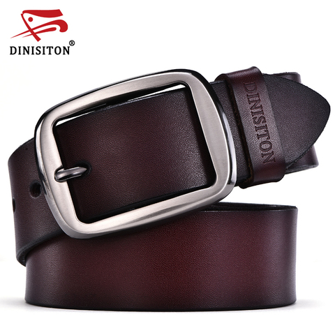 Diniton-cinturones de piel de vaca auténtica para hombre, cinturones de diseñador, correa de marca, hebilla de pin, fancy vintage jeans ceinture ► Foto 1/6