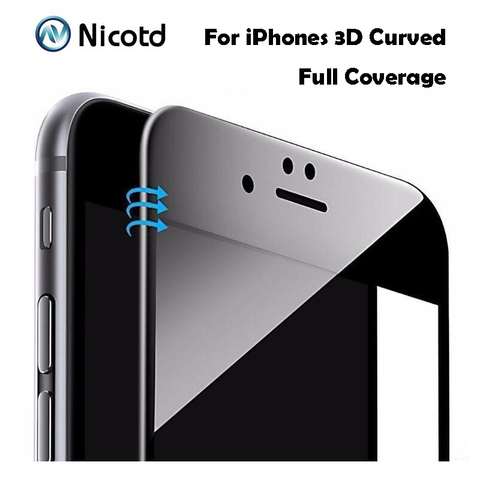 9 H 0,26mm brillante 3D curva de fibra de carbono de borde de vidrio templado para iPhone 6 6 S Plus teléfono film Protector de pantalla para iPhone 7 ► Foto 1/6