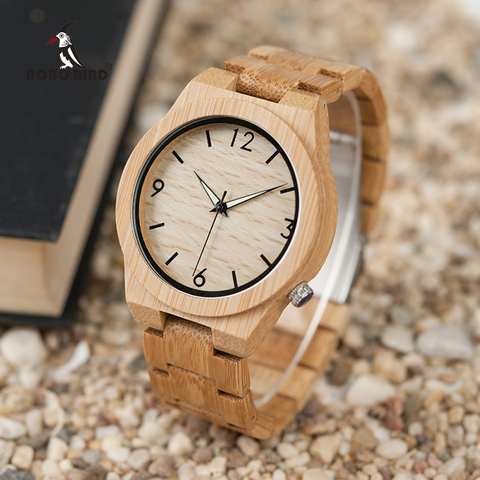 Reloj masculino BOBO pájaro reloj de madera para hombres marca de lujo de madera relojes de gran regalo de los hombres de envío W-D27 ► Foto 1/6