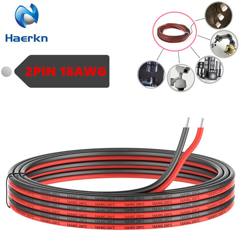Cable eléctrico de silicona, extensor de 2 pines, 18awg, negro y rojo, Línea alámbrica paralelo, Flexible y suave ► Foto 1/6
