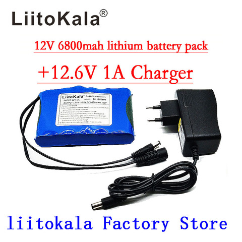Liitokala portátil súper recargable batería de iones de litio capacidad DC 12 V 12,6 v 6800 mah Monitor de cámara CCTV ► Foto 1/6