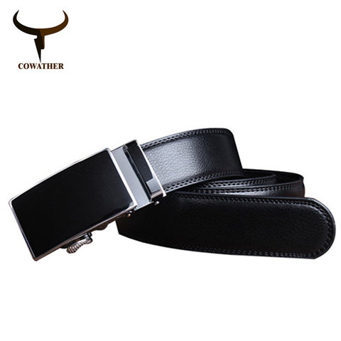 Cowether-cinturones de piel auténtica para hombre, color blanco y negro puro, venta automática, envío gratuito, 2022 ► Foto 1/6