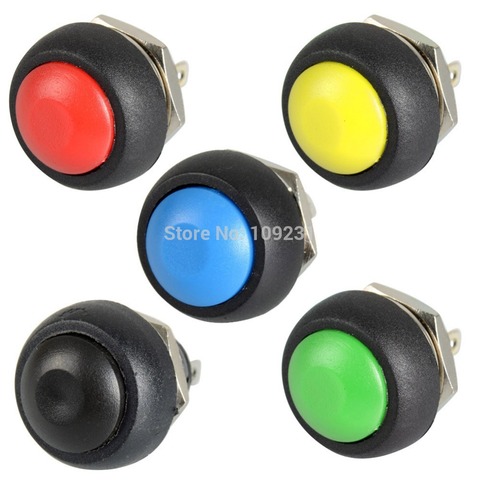 5 unids/lote negro/rojo/Verde/amarillo/Azul 12mm impermeable momentáneo botón interruptor VE059 ► Foto 1/6