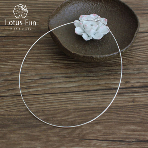 Lotus Fun-Collar hecho a mano para mujer, de plata de ley 925 auténtica, joyería fina, gargantilla, cadena, acesorios ► Foto 1/6