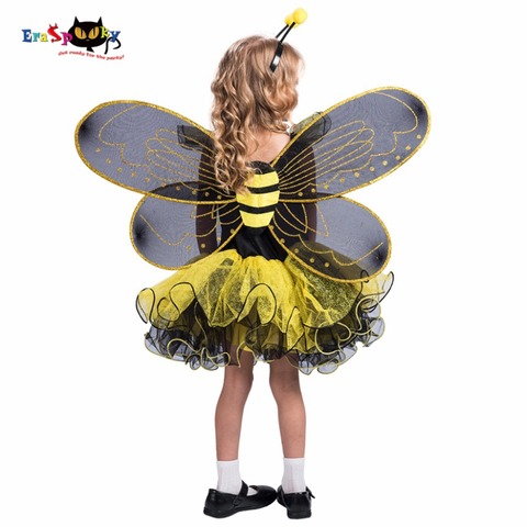 Eraspooky-vestido amarillo con alas de abeja para niñas, disfraz de Halloween para niños, Cosplay de amor en vivo, vestido de fantasía para fiesta de navidad ► Foto 1/6