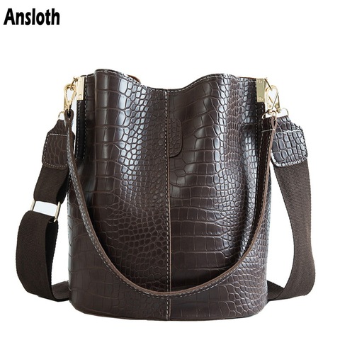 Ansloth cocodrilo bolso bandolera para mujeres hombro bolso de diseñador de marca, bolsos de las mujeres de lujo de cuero PU bolso HPS405 ► Foto 1/6