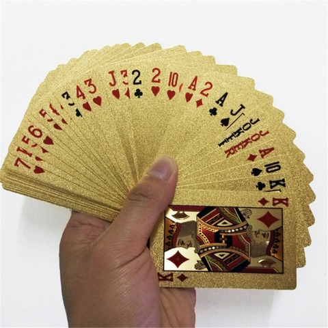 Juego de cartas de póker de oro de 24K, juego de cartas de póker de aluminio dorado, cartas mágicas de plástico a prueba de agua ► Foto 1/6
