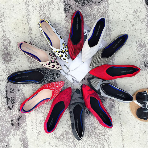 Zapatos planos De Ballet transpirables para mujer, mocasines puntiagudos De punto, suaves, De colores combinados, 2022 ► Foto 1/6