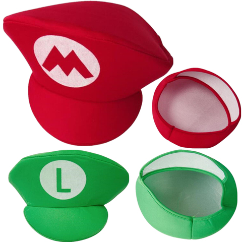 Gorros de Cosplay de Super Mario Bors, juego para niños y adultos, gorra roja y verde ► Foto 1/6