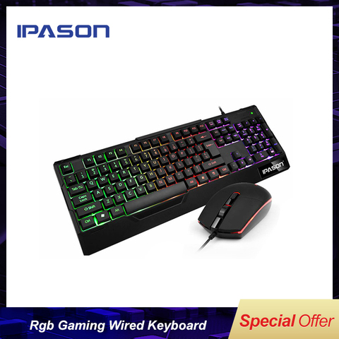 IPASON-teclado con cable Usb Rgb para videojuegos, periférico Retro alemán, para LoL, solo Color blanco, desde almacén ruso, envío gratis y rápido ► Foto 1/6