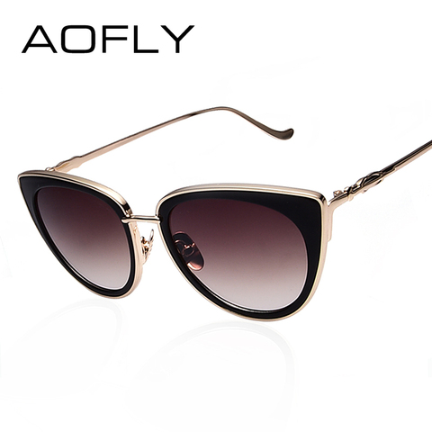 AOFLY Marco de Metal Ojo de Gato Mujeres Gafas De Sol Femeninas Gafas de Sol Famoso Diseñador de la Marca Aleación Piernas Gafas de sol oculos feminino ► Foto 1/6