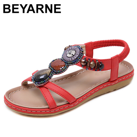 BEYARNE-Sandalias planas con diamantes de fondo suave para mujer, zapatos informales cómodos de talla grande para playa, novedad de verano, 145 ► Foto 1/6