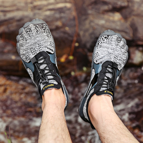 Zapatos de Trekking para hombre, zapatos de senderismo, zapatillas de montaña para caminar, cinco dedos, zapatos deportivos de Auqa, zapatos de escalada transpirables para hombre ► Foto 1/6