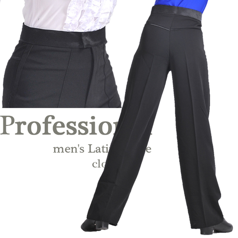 Pantalones de baile de salón para hombre y niño, Pantalón moderno latino de satén negro ► Foto 1/4