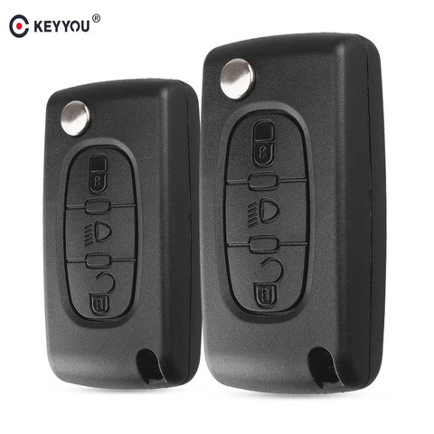 KEYYOU para Citroen C1 C2 C3 C4 C5 C6 C8 3 botones Flip funda para mando a distancia del coche cubierta Fob VA2 HU83 hoja CE0523 CE0536 ► Foto 1/6